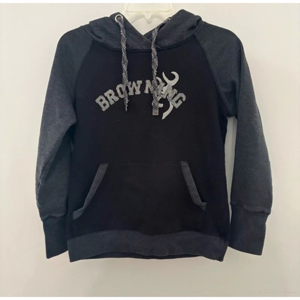 Browning Men's small Black gray Hoodie sweatshirt deer hunting outdoors